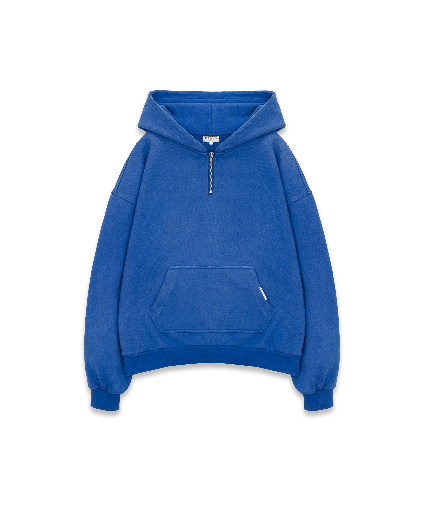 Vintage Washed Quarter Zip Hoodie - Royal Blue