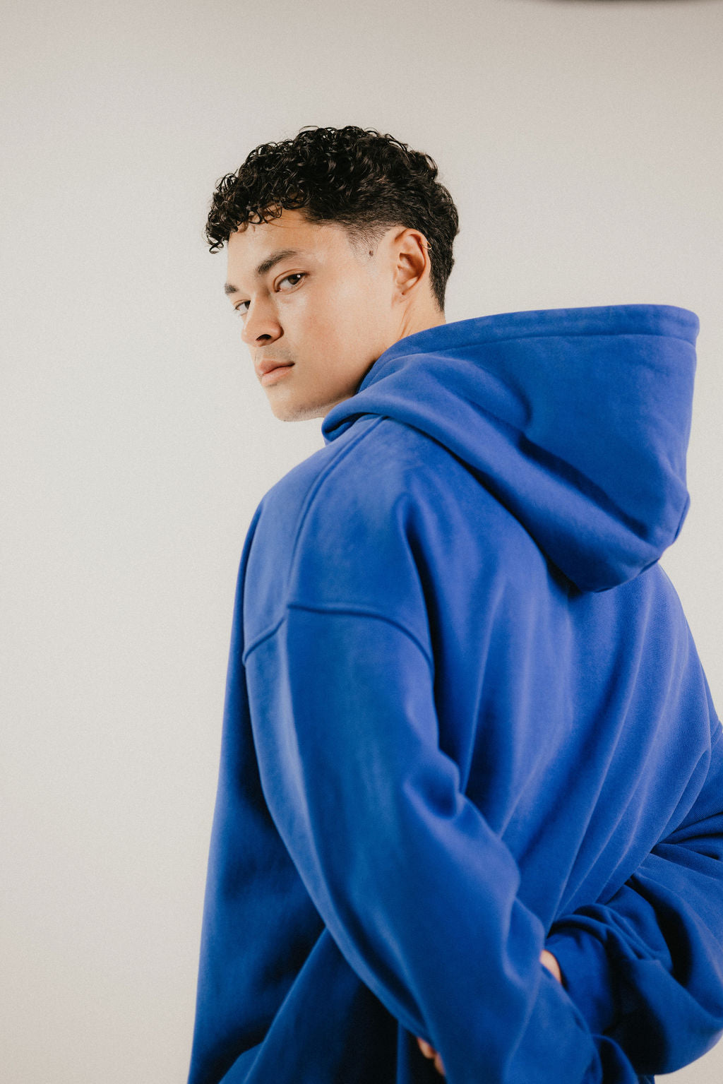 Vintage Washed Quarter Zip Hoodie - Royal Blue